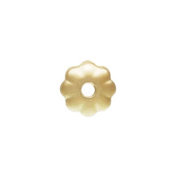 14KGF 3.0mm Flower Bead Cap 0.76mm Hole, Sku#4020169