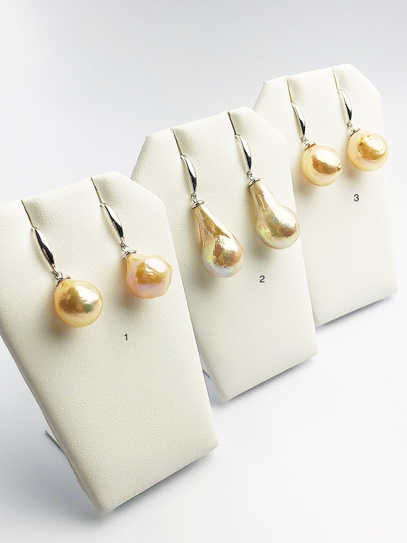 All Natural Edison Freshwater Baroque Pearl Drop Earrings on 925 Sterling Silver (475 No. 1-3)