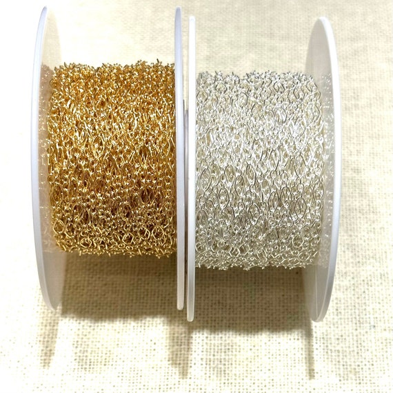 Long & Short 3+1 Long Link Diamond, Per Foot, 14k Gold Filled, Sterling Silver