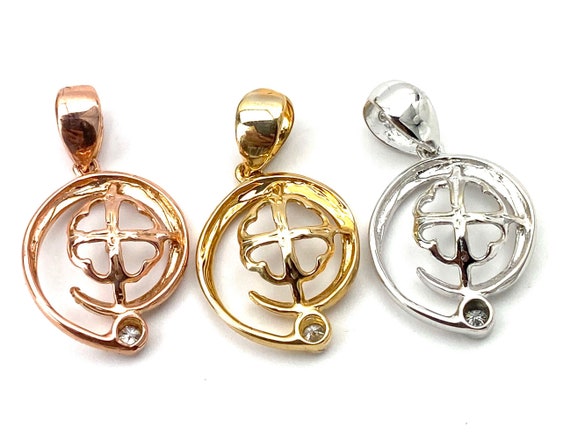 14K solid yellow gold, white gold and rose gold bail, SKU# TP-104