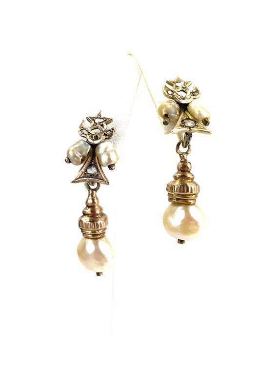 Antique, Natural pearl earrings, GIA Certificate,  SKU#110208635262