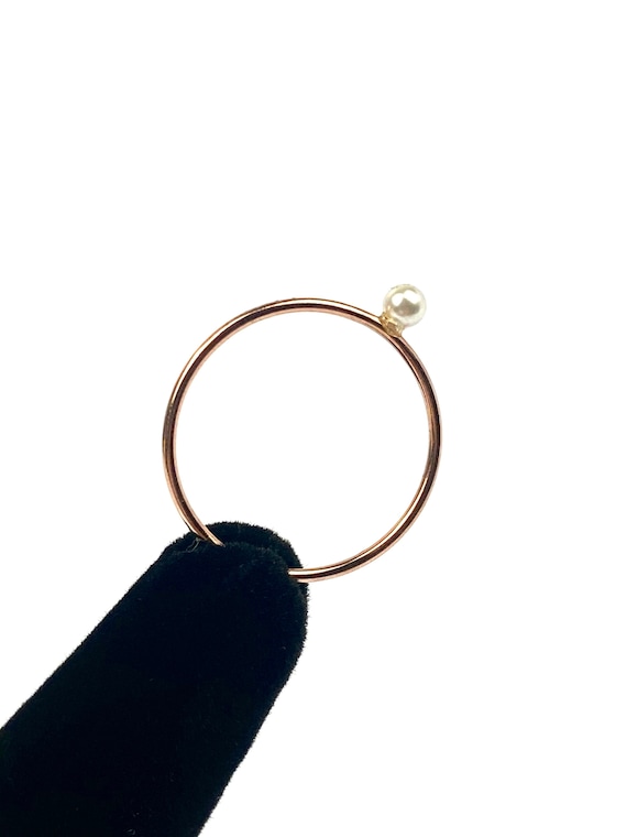 Stunning 14KRGF 3mm White Pearl Stacking Ring, 14K Rose Gold Fill, 14K Rose Gold Filled, Stackable Ring