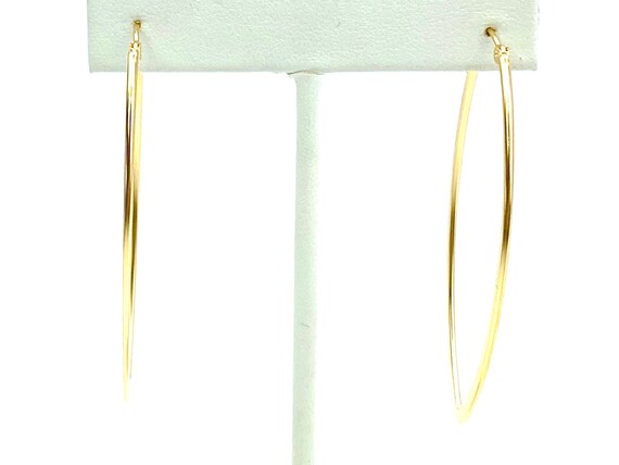 14KGF Oval Hoop Earrings , Sku#OVAL C 3 GF FLAT