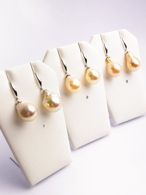 All Natural Edison Freshwater Baroque Pearl Drop Earrings on 925 Sterling Silver (476 No. 1-3)