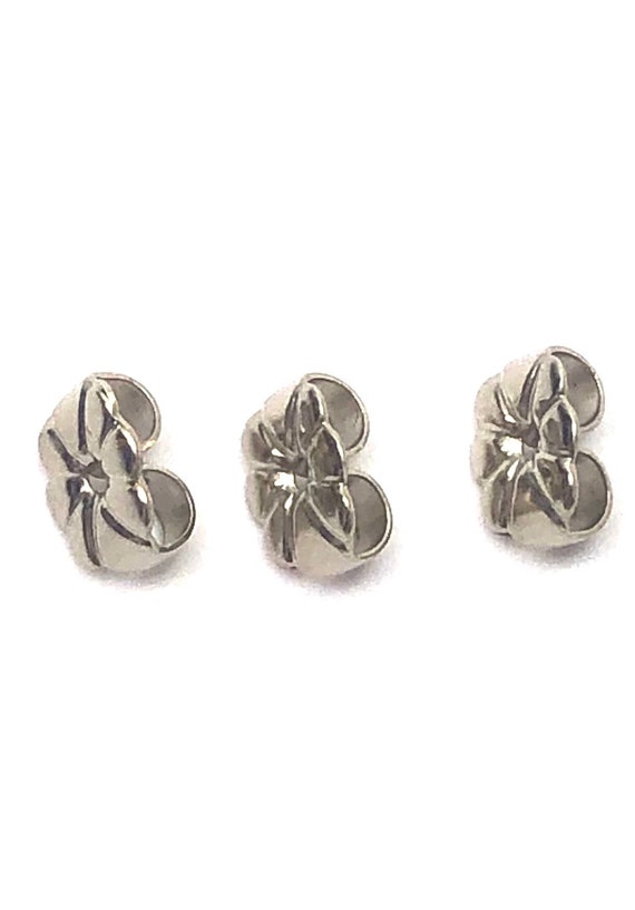 14K solid white gold flower ear backing, SKU# 12-54-120