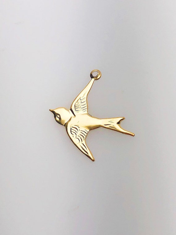 Gorgeous 14K Gold Fill Bird Charm/Findings w/ Ring, 0.71mm-17.0mm,  Sku #482