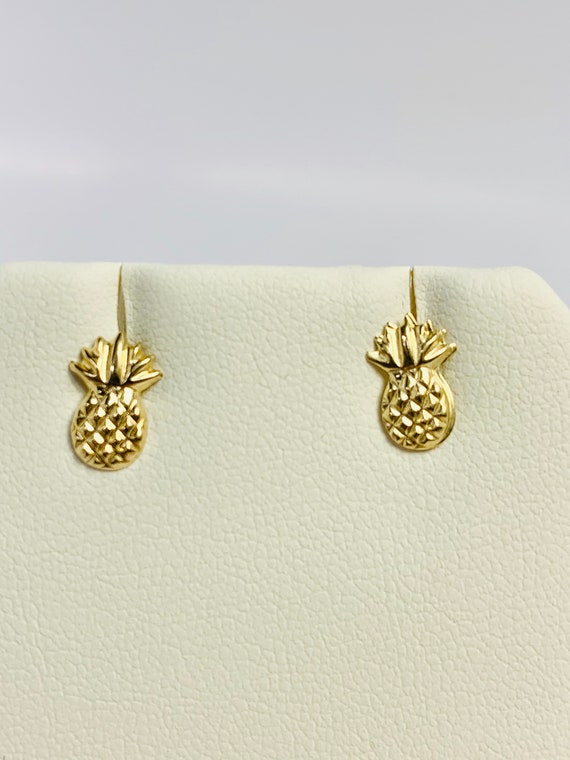 Pineapple Earrings, 14k Gold, stud earrings, 1161-2