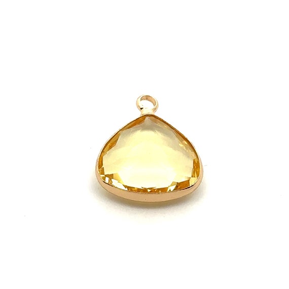 Light yellow triangle shape crystal charm, SKU#M2168Lyellow
