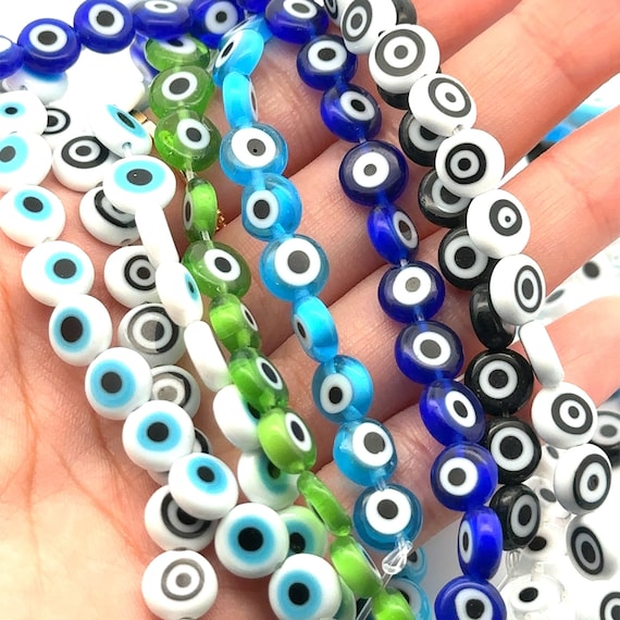 Flat evil eye beads 2.74mm, SKU#M3156