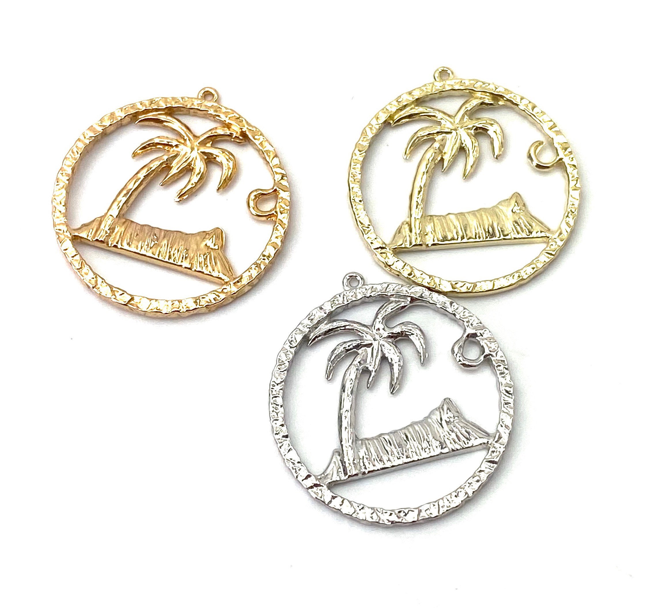 14K solid yellow gold, white gold & rose gold is land charm, SKU# L-96