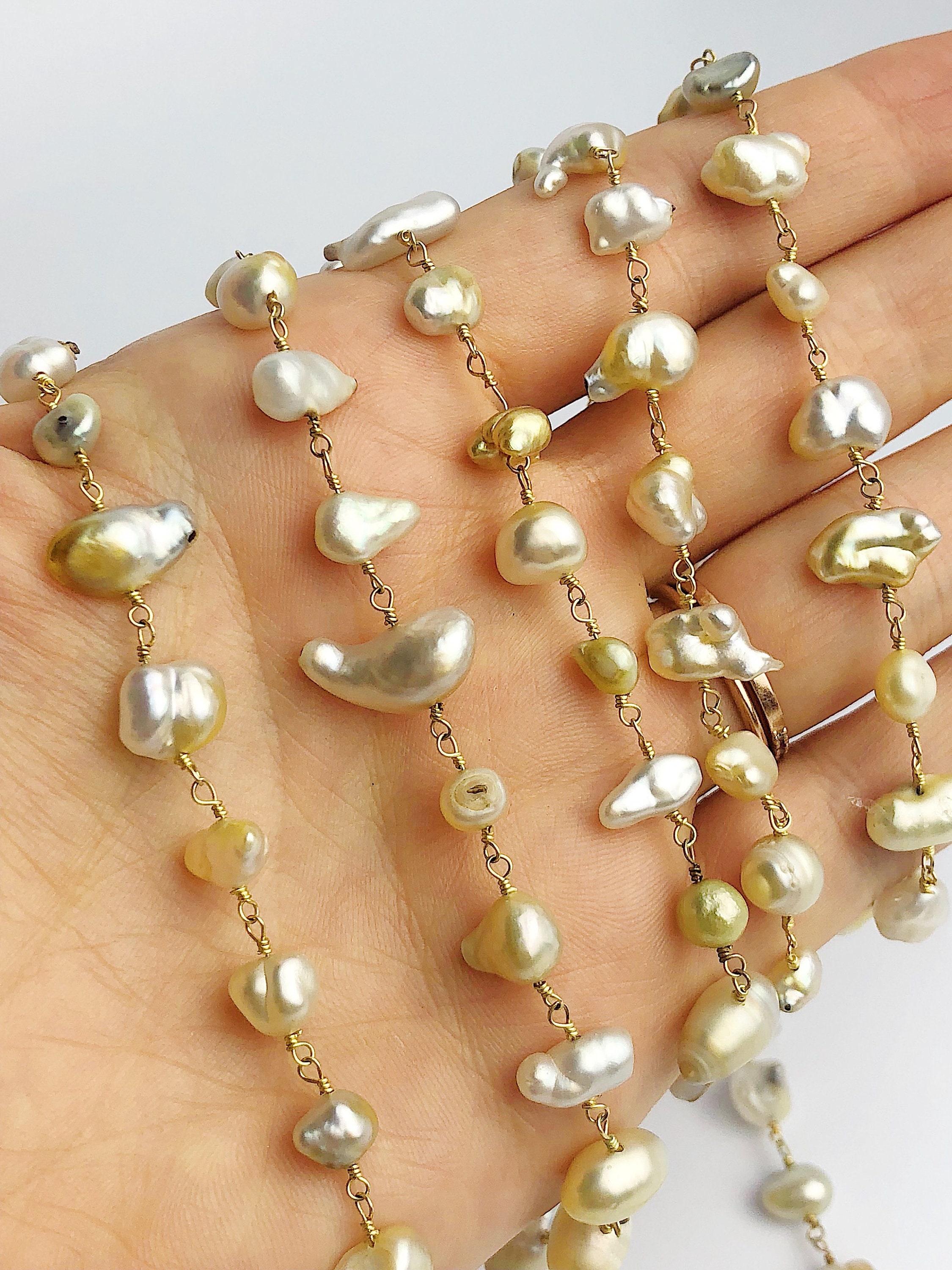 CLOSEOUT SALE Golden Southsea Keshi Pearls on Gold Filled Etsy