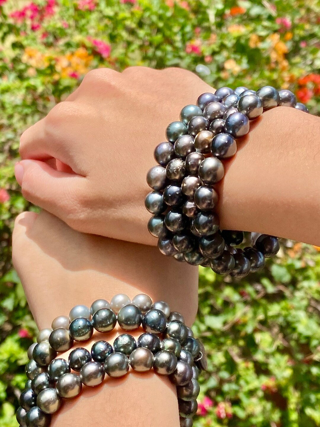 ブレスレット [Haleine] Pearl Mixed Bracelet Bezel-Set Round Freshwater Pearl Chain Bracelet