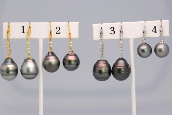 Tahitian Dangle Drop Pearl Earrings in 925 Sterling Silver (SHE006)