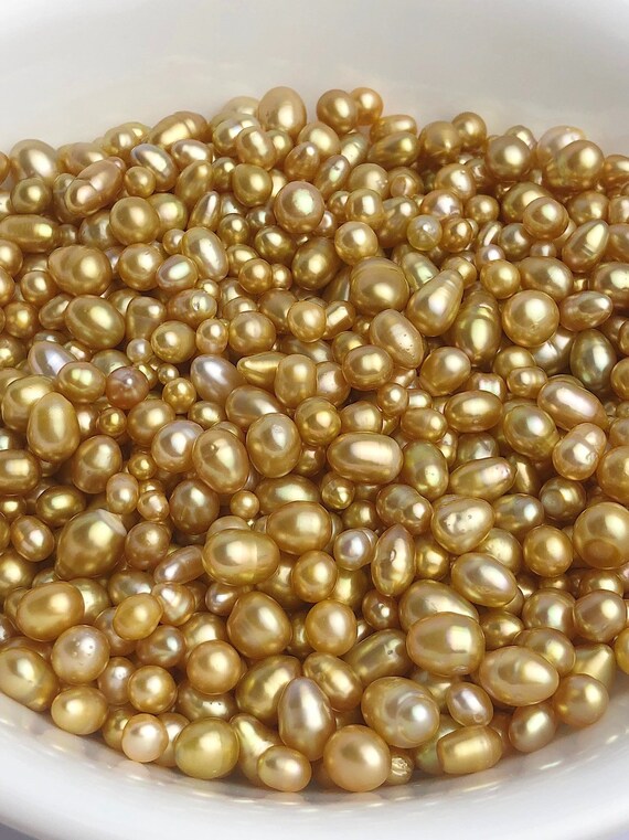 Golden south sea pearl strands, 100% Natural Colors, golden pearls, round  pearls (924)