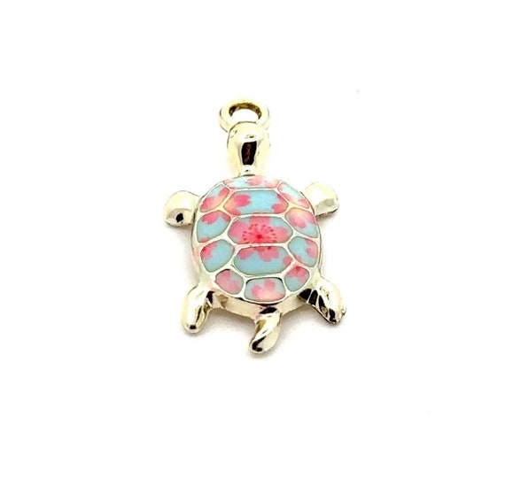 Pink flower turtle charm, SKU#M3207