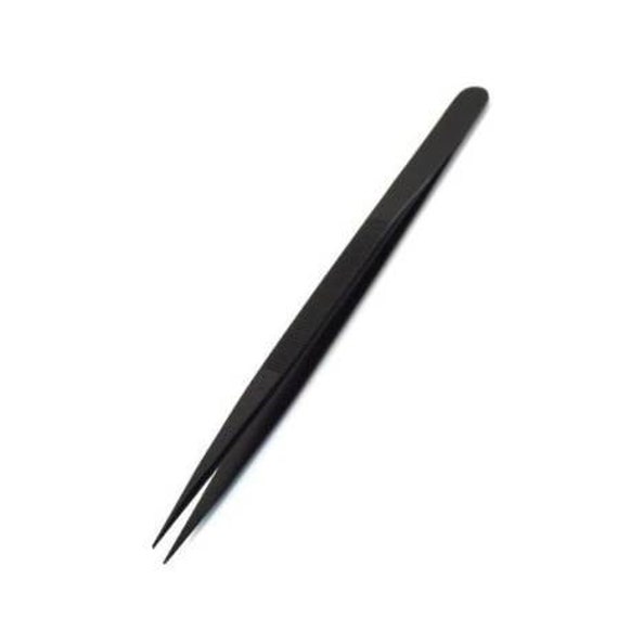 Black Fine Point Tweezer w/ Textured Grip and Textured Jaw