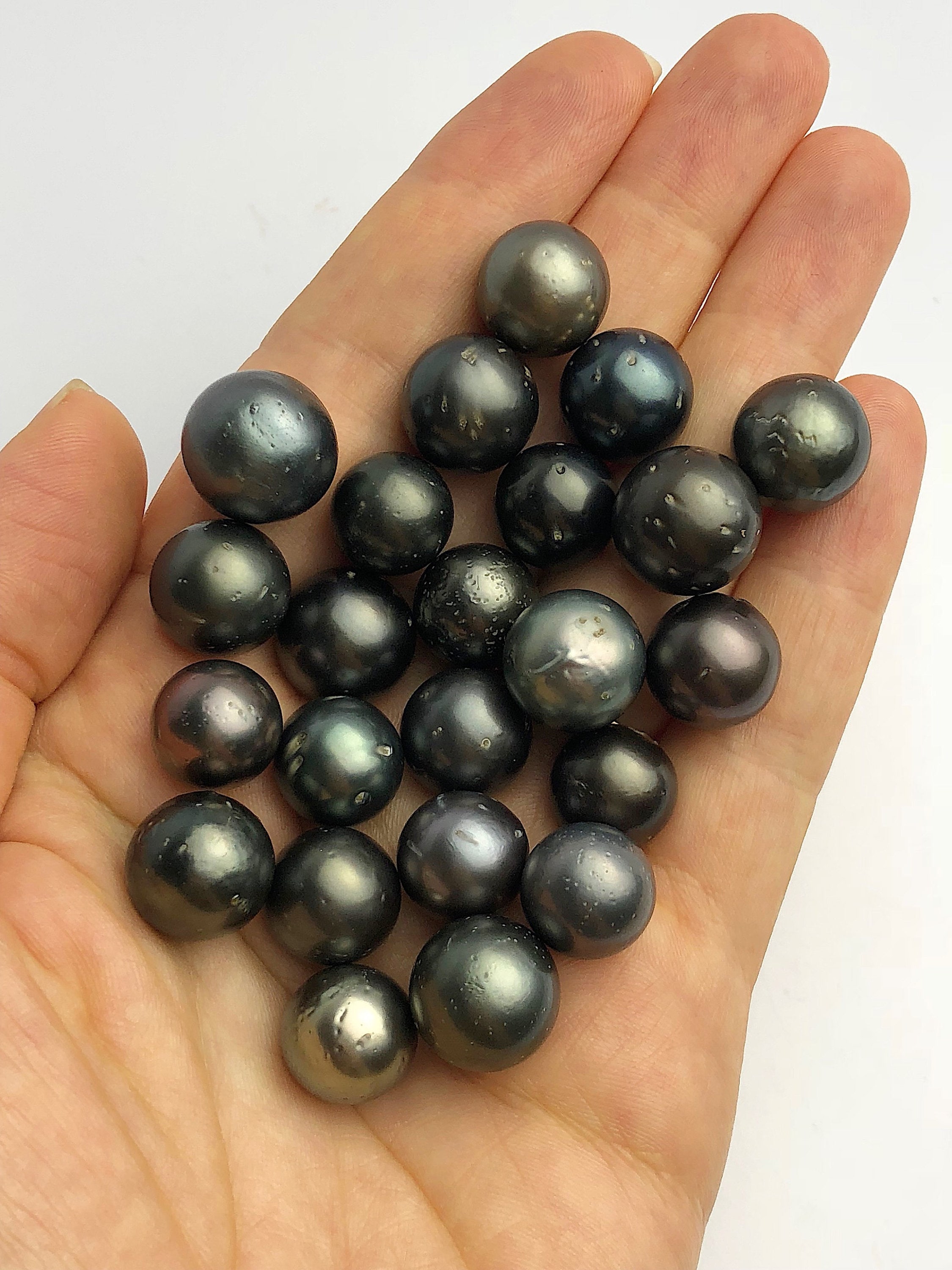 12 pcs, Tahitian Pearls, Round, Dark, 1212.9mm, Loose Pearls, Round, A