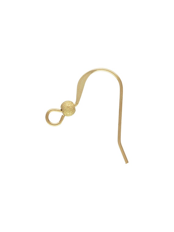 Ear Wire Flat w/3mm Stardust Bd (0.61mm),  14k gold filled. Made in USA. #4006409S