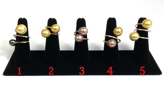 Gorgeous Adjustable 14KGF Edison, Tahitian, and South Sea Pearl Rings, 14K Gold Filled, 14K Gold Fill, Sku GPR-2