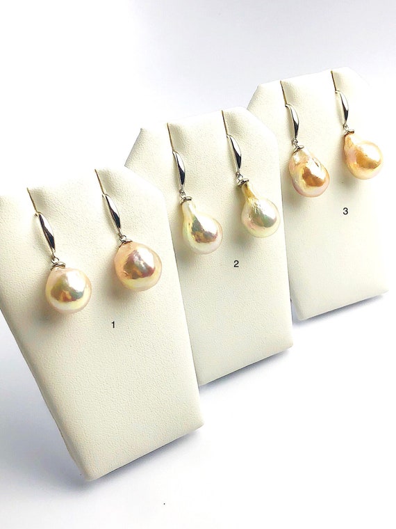 All Natural Edison Freshwater Baroque Pearl Drop Earrings on 925 Sterling Silver (478 No. 1-3)