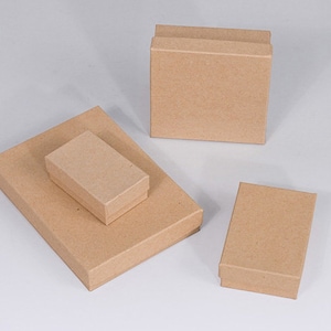 100 Pcs 3 1/2" x 3 1/2" x 2" Brown Kraft Jewelry Boxes, Cotton Filled, Sold By The Case, 100 Quantity, Bulk Pricing Available - BX2834-K