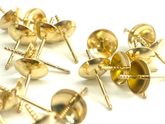 14K Solid Gold Ear Post 8mm Cup, Sku#11-28-540P