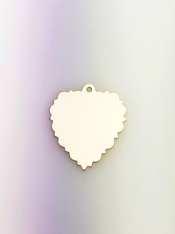 14K Gold Fill Textured Cut Out Heart Tag Charm w/Ring, 21.4x24.1mm, Made in USA - 828.020