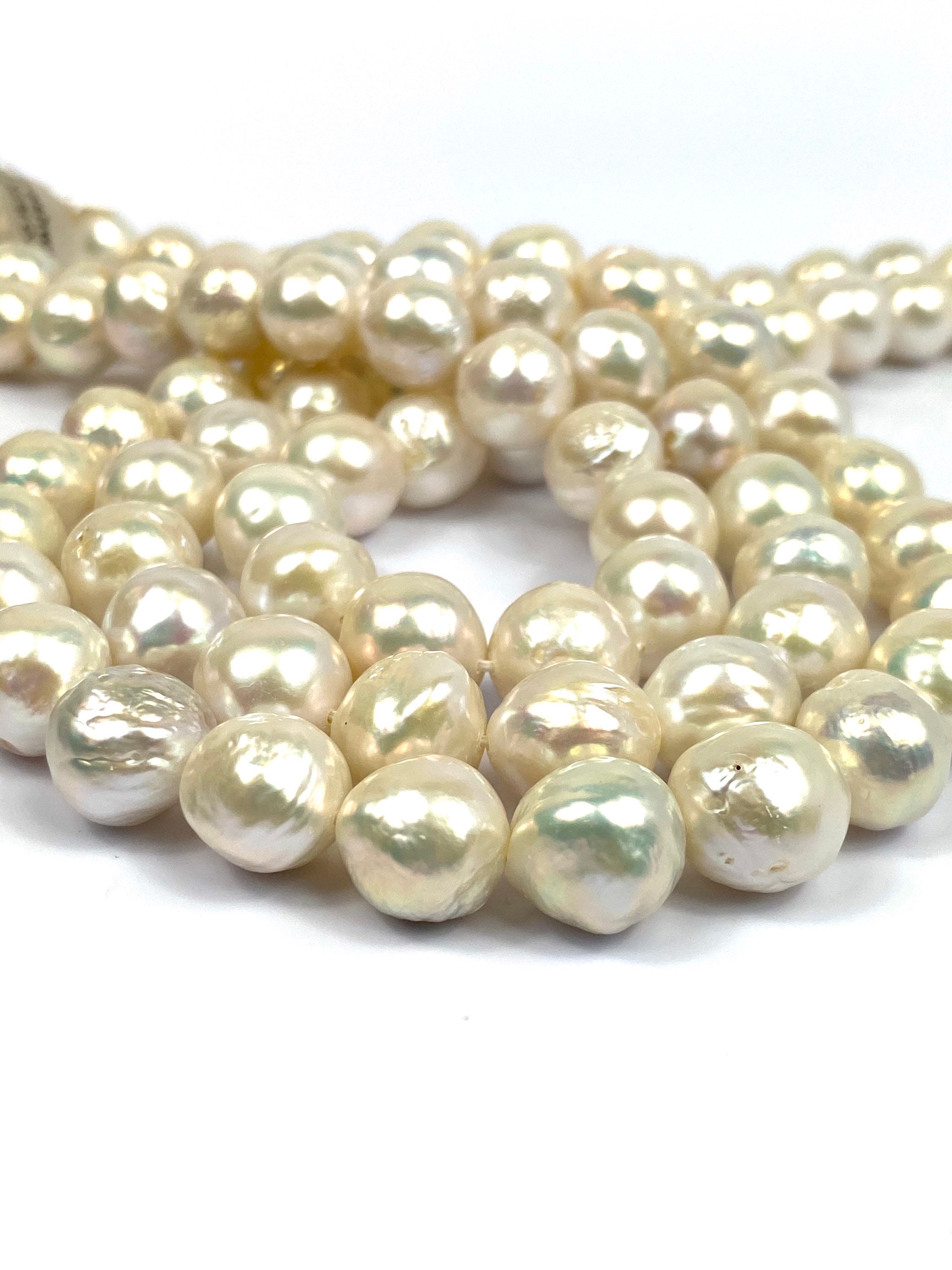 Glimmering 10mm12mm White Edison Pearl Strands, 100 Natural Color