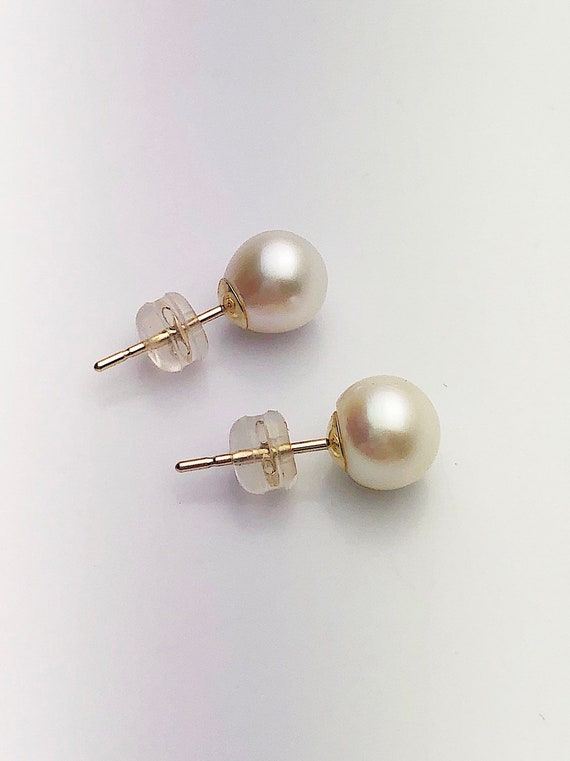 Japanese Akoya Pearl Earrings on 14K Yellow Gold Studs, 6.5-7mm or 7-7.5mm (820)