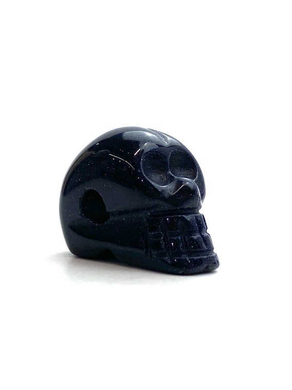 Skull Carved Blue Gold Stone Beads