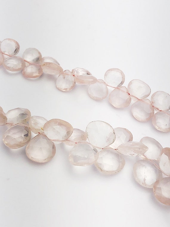 HALF OFF SALE - Rose Quartz Flat Faceted Round Gemstone Beads, Full Strand, Semi Precious Gemstone, 8"
