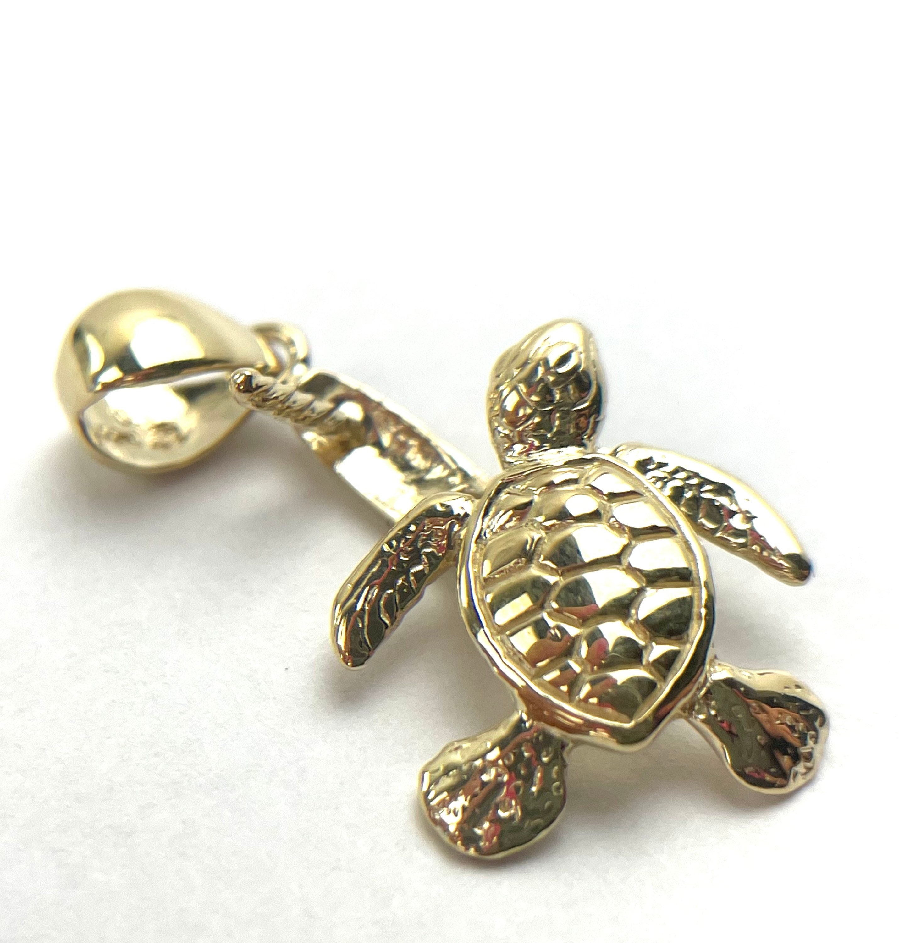Stunning 14k solid gold turtle pendant, SKU TP125