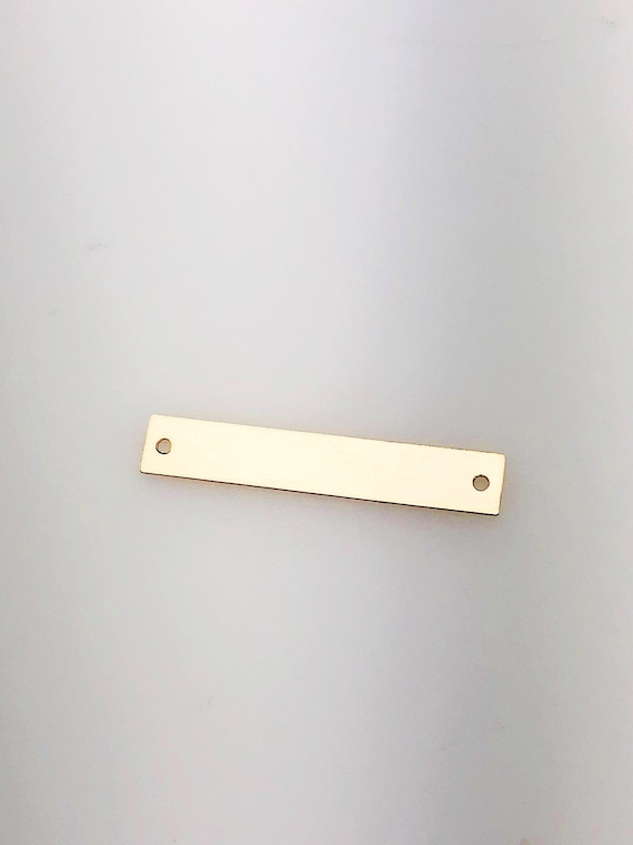 14K Gold Fill Bar Tag Charm w/ Two Holes, 27.0x5.2mm, Made in USA - 2465P2