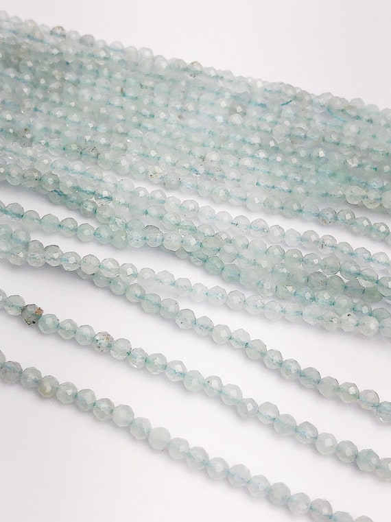 HALF OFF SALE - Aquamarine Gemstone Beads, Full Strand, Semi Precious Gemstone, 13"