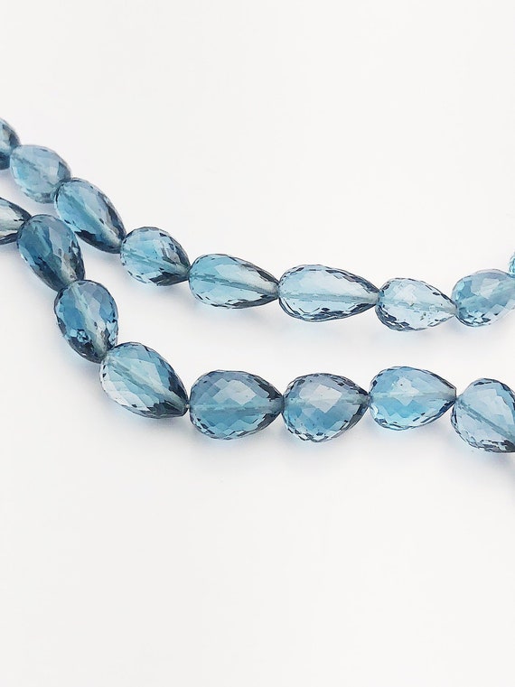 HALF OFF SALE - London Blue Topaz Faceted Pear Gemstone Beads, Full Strand, Semi Precious Gemstone, 8"