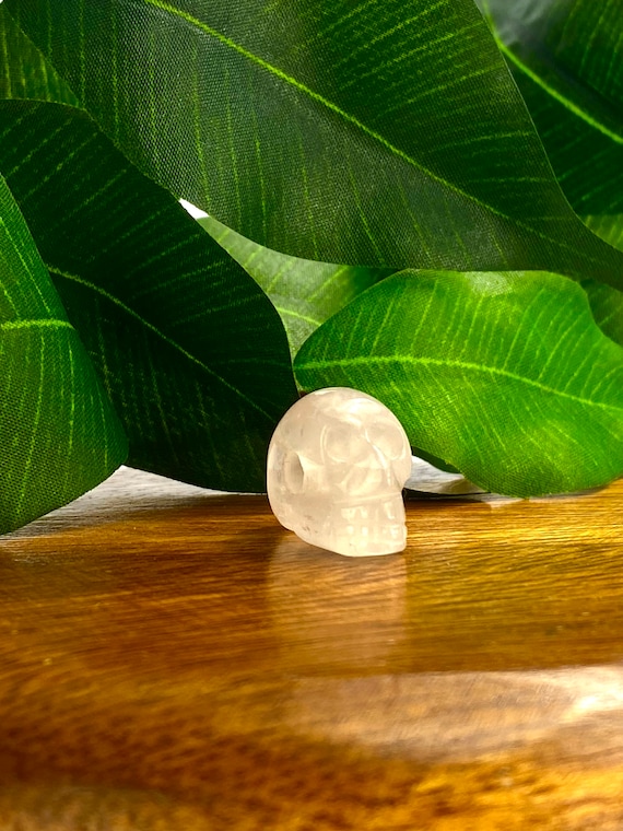 Rose Quartz Skull Carved Bead