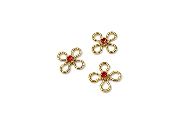 14KGF garnet cubic zirconia, flower connector , 14K gold filled , Sku# 4008358B2M1