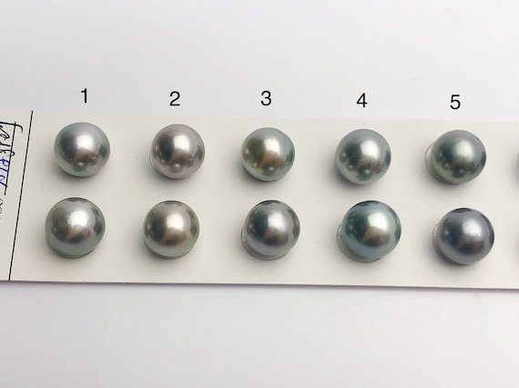 Tahitian Loose Pearls, Round AA, Grey Matched Pairs, 10.5-11mm, #650