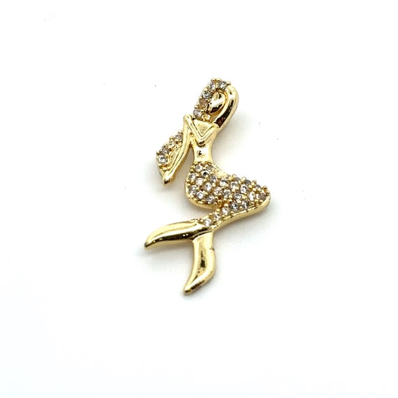 Mermaid charm, 14K gold plated, Cubic Zirconia, SKU#M3436