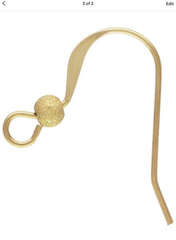 Ear Wire Flat w/3mm Stardust Bd (0.61mm),  14k gold filled. Made in USA. #4006409S