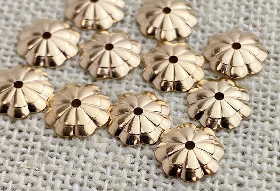 14k GF 7.0mm Flower Bead Cap 1.0mm Hole