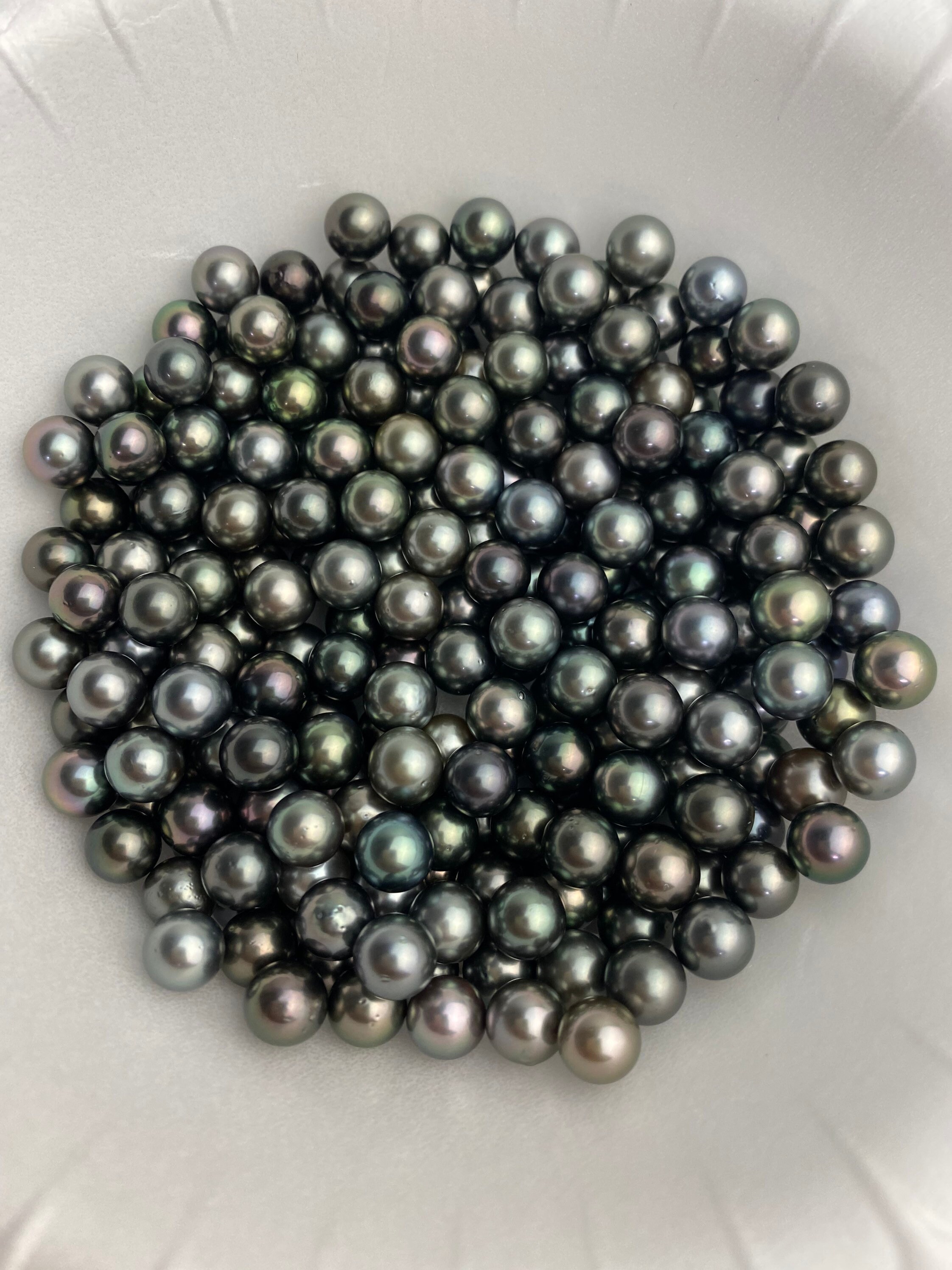 AAA Tahitian Pearls, 7mm round semi round, dark multi colors (Item 954)