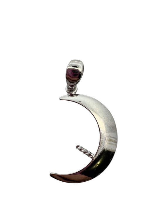 14K solid white gold Moon pendant, SKU#TP-77