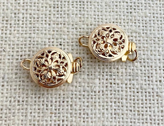 Gold Filled Round Filigree Pearl Clasp 9.0mm