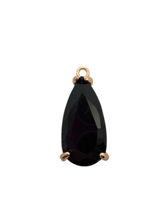 Black tear drop crystal charm, SKU#M2152black
