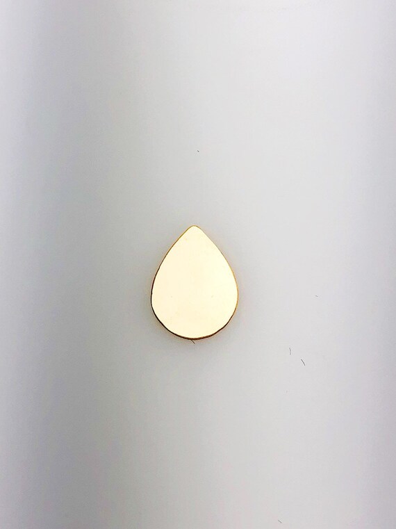 14K Gold Fill Tear Drop Tag Charm w/out Ring, 9.7x13.0mm, Made in USA - 376