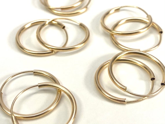 14K Solid Gold Hoops, Sku#2186