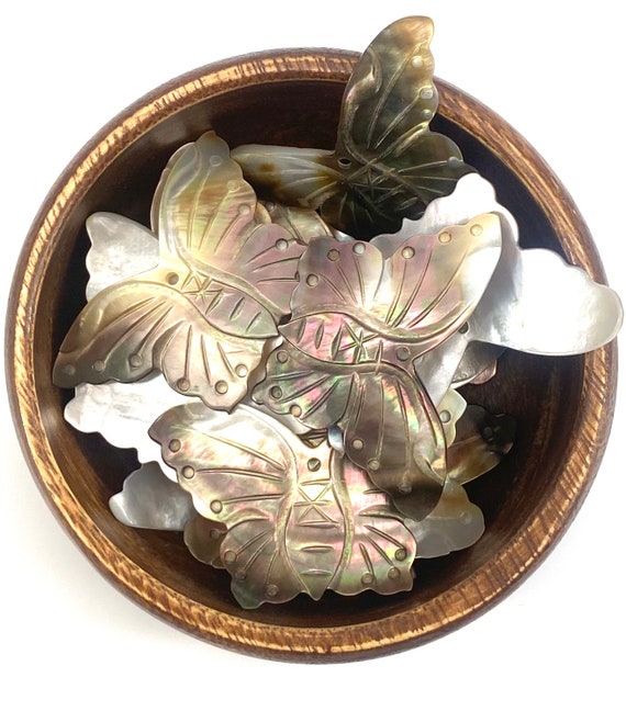 Black Tahitian Mother Of Pearl Moth Bead, Sku#M264