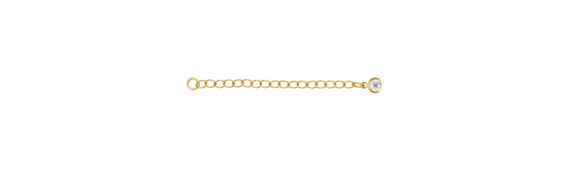 2" Cable Chain Ext w/4.0mm White CZ Drop GP, 14k gold filled. Made in USA. #4012546X2M4