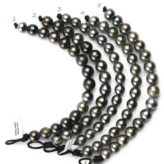 Tahitian Pearl Round, Near Round and Oval Bracelet on Leather 9mm to 14mm  (132)